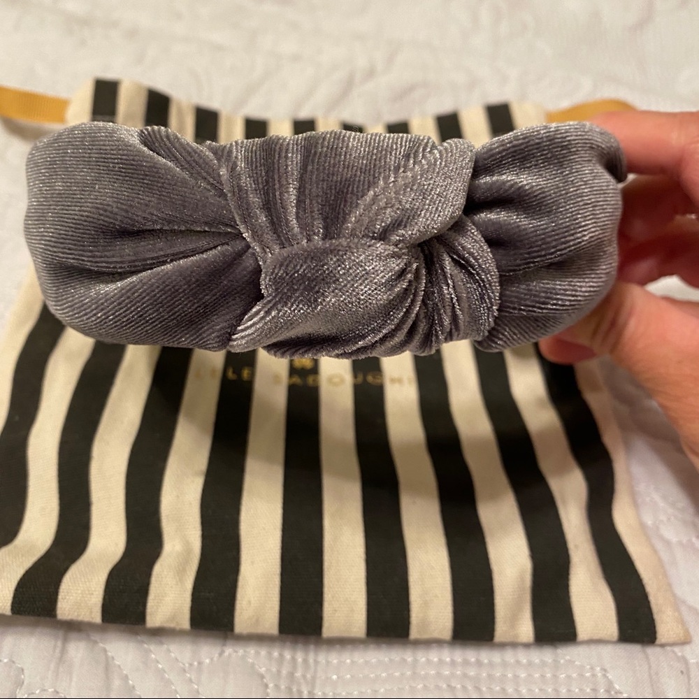 Lele Sadoughi Armor Grey Velvet Headband